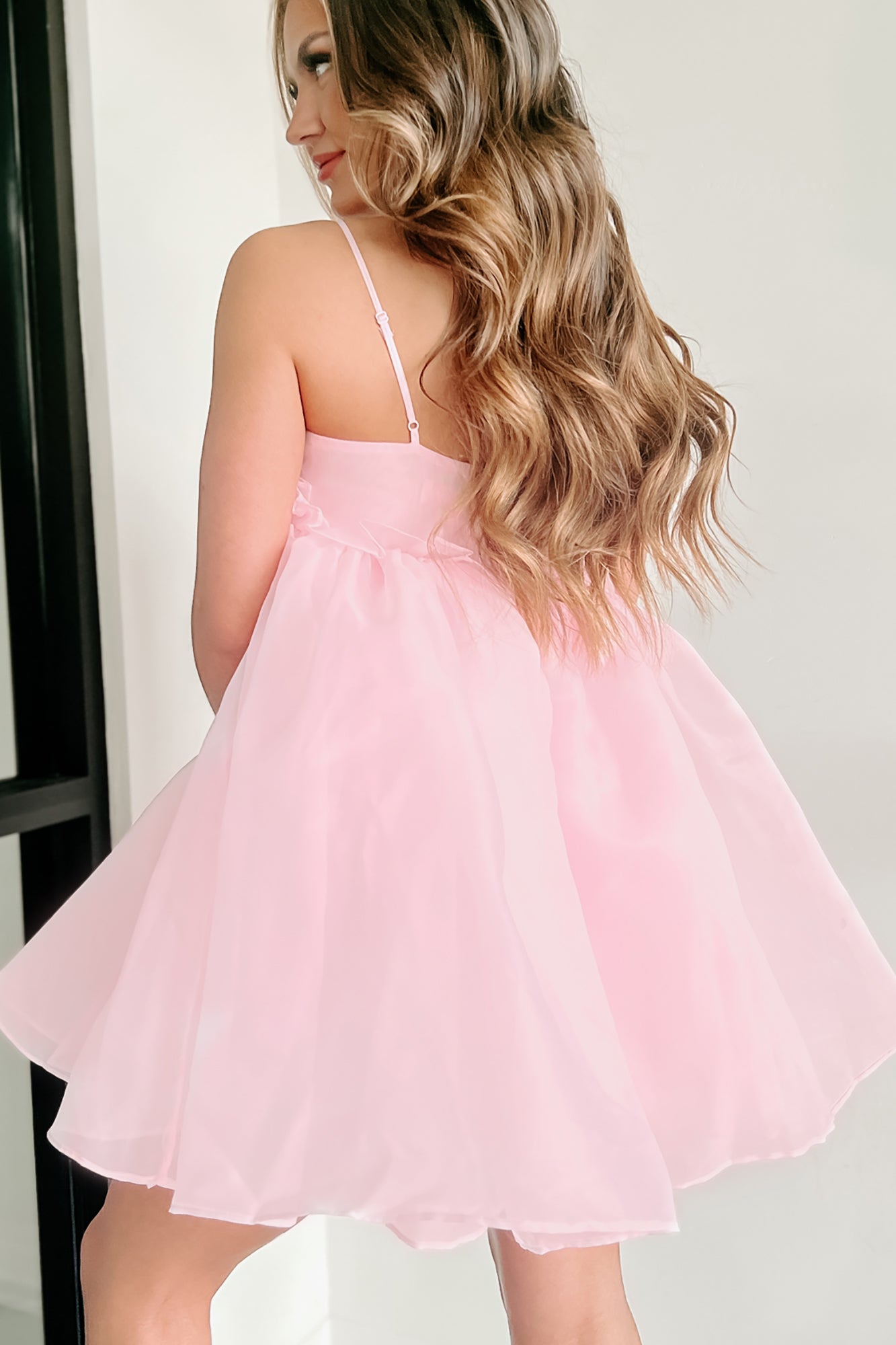 Pretty & Poised Back Cut-Out Babydoll Dress (Hot Pink) · NanaMacs
