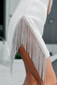 Let's Go Dance Rhinestone Fringe Mini Skirt (White) - NanaMacs