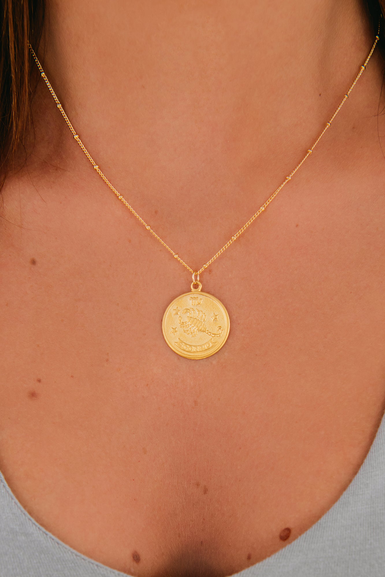 Scorpio Coin Necklace (Gold) - NanaMacs