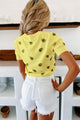 Let's Guac About It Cropped Avocado Printed Sweater Top (Yellow) - NanaMacs