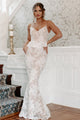 Enchanted Love Embroidered Lace Mermaid Gown (Off White) - NanaMacs