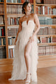Vivid Imagination Layered Tulle Bodysuit Evening Gown (Nude) - NanaMacs