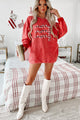 Be Merry, Merry, Merry Graphic Corded Crewneck (Red) - Print On Demand - NanaMacs
