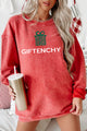 "GIFTENCHY" Parody Graphic Corded Crewneck (Red) - Print On Demand - NanaMacs