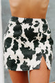 Udder Perfection Cow Printed Mini Skirt (Cream/Black Animal) - NanaMacs