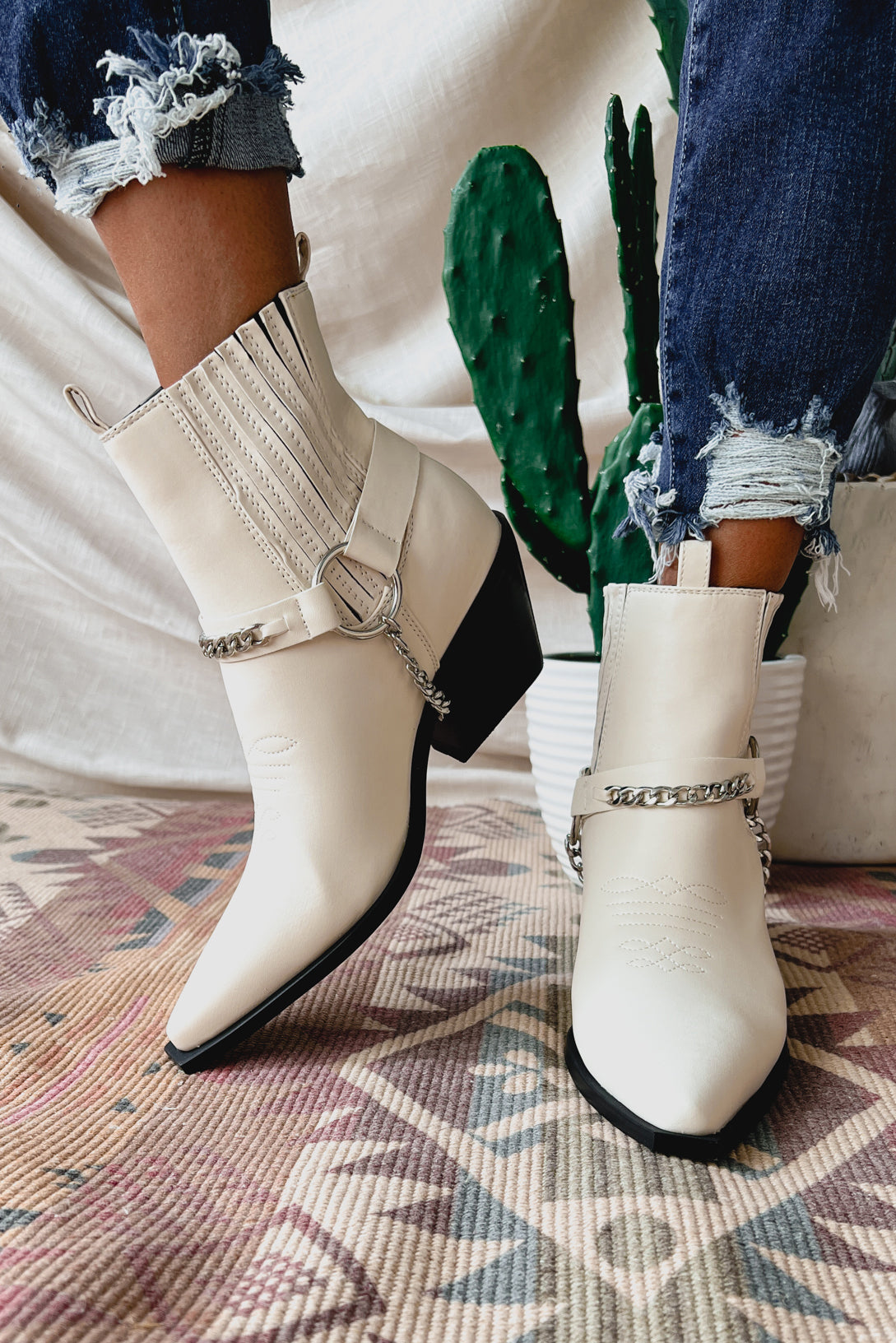 Freedom Rider Billini Western Ankle Boots (Bone) - NanaMacs