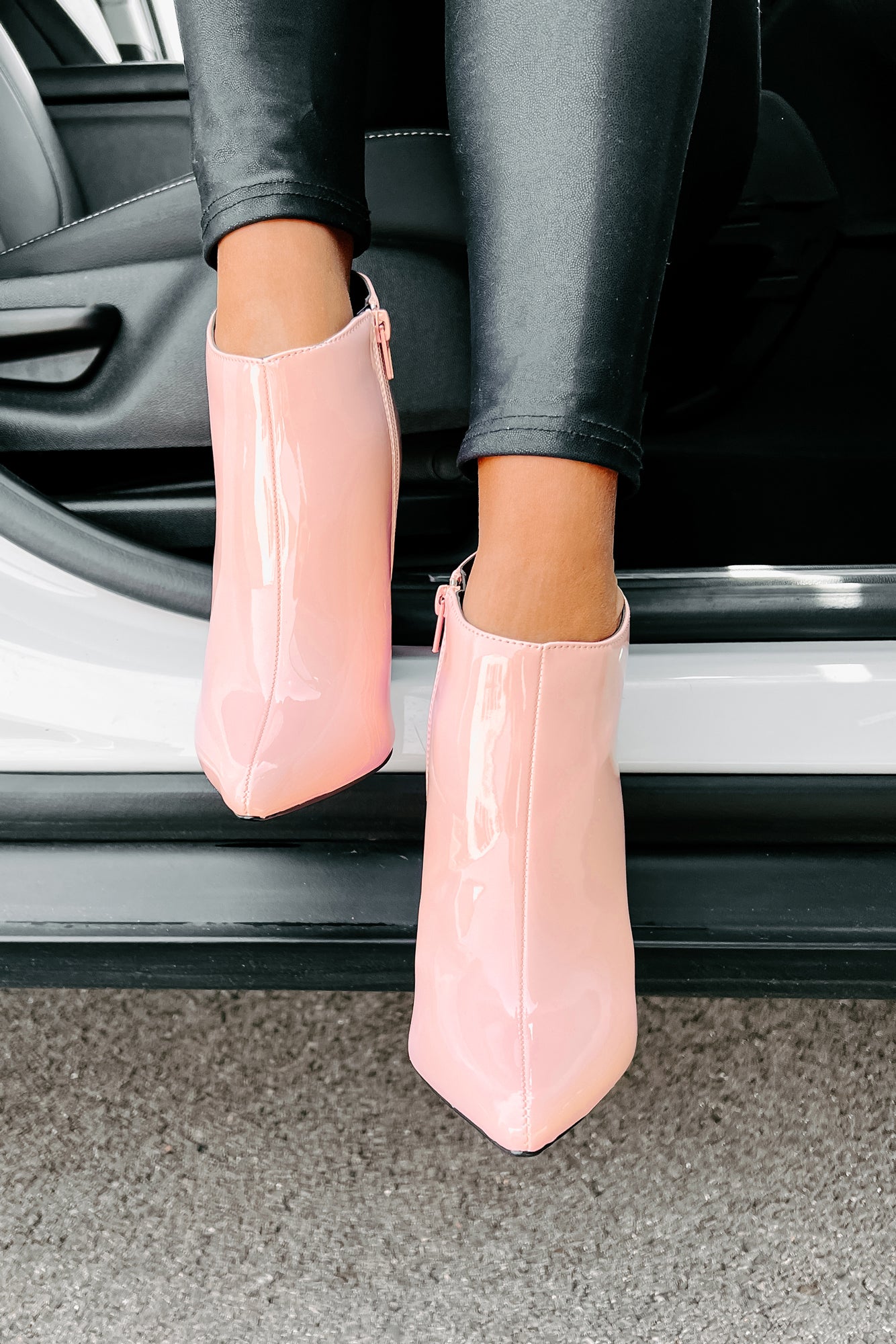 To Glam To Care Patent Leather Ankle Booties (Pink) - NanaMacs