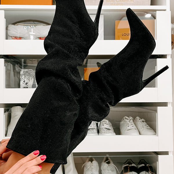 Louis Vuitton Black Knit Fabric Sock Run Hight Top Sneakers Size 36.5