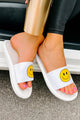 Came For The Fun Cushioned Slides (Ivory/Yellow) - NanaMacs