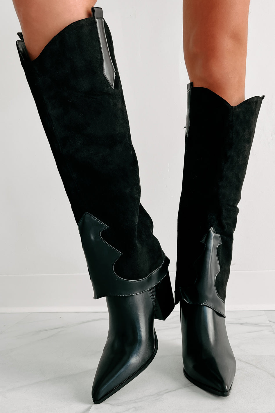 Rodeo Babe Western Knee High Boots (Black) - NanaMacs