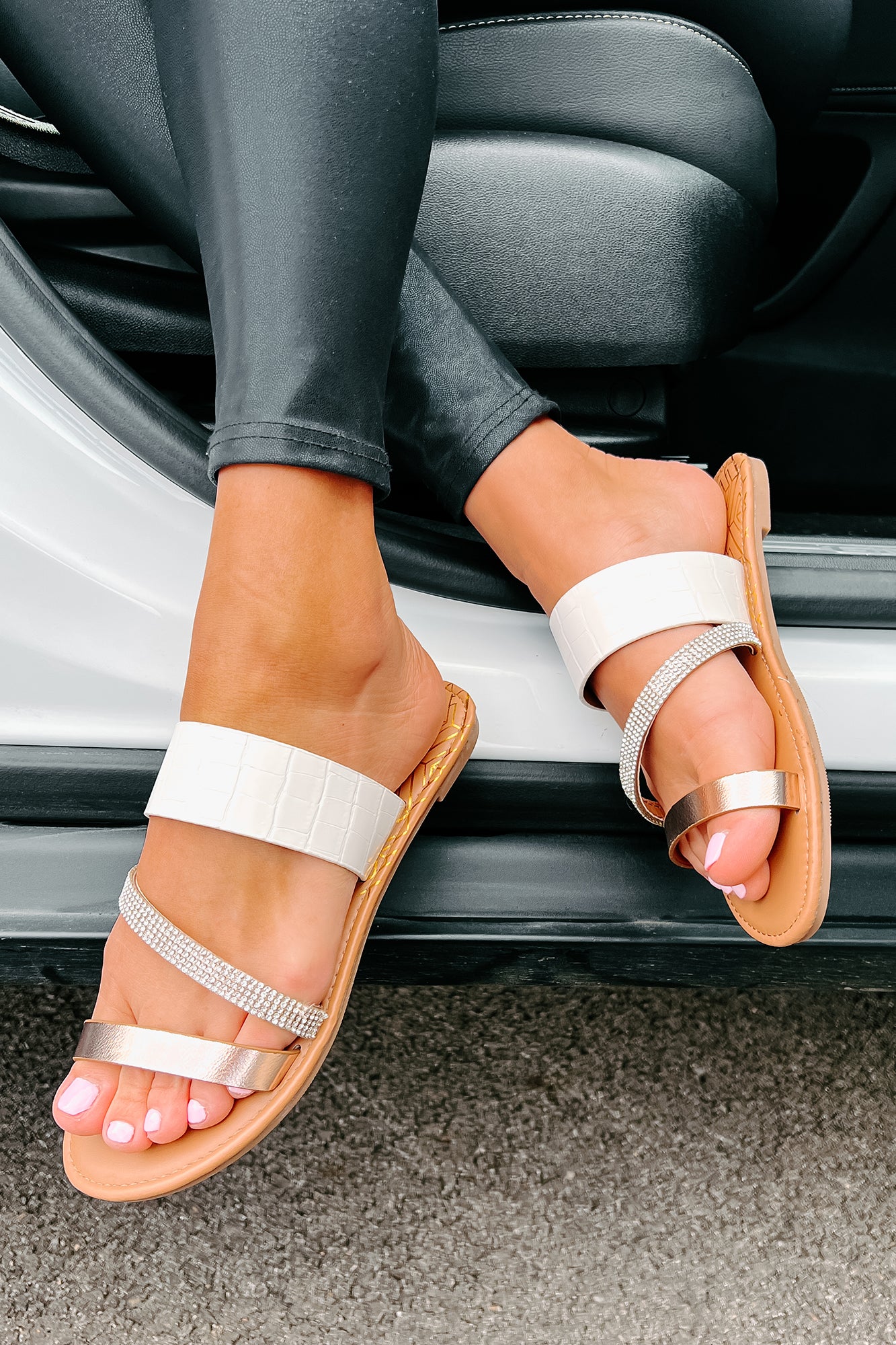 Nothing To It Strappy Sandals (White Croc) - NanaMacs
