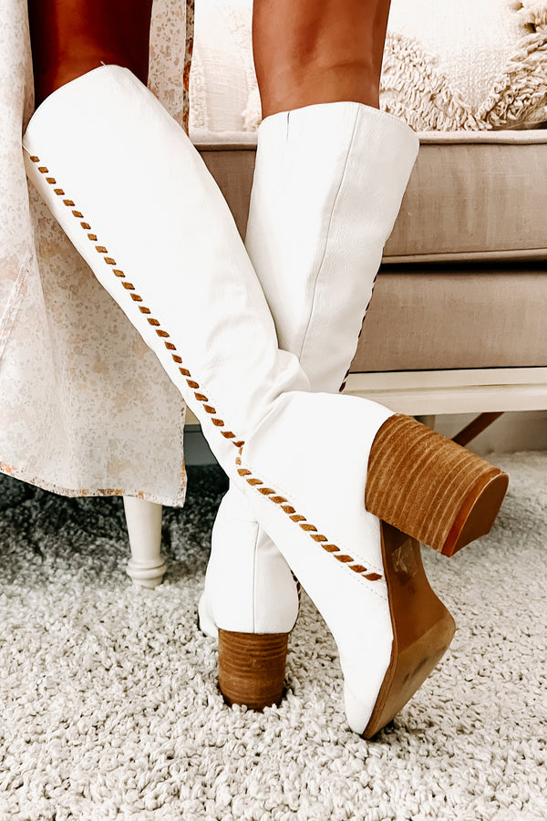 Madeline Pointed Toe Western Boot (White) - NanaMacs