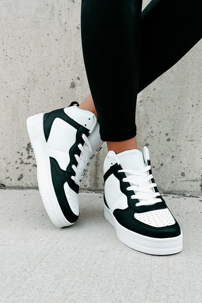 Here To Hoop High-Top Sneakers (Black/White) - NanaMacs