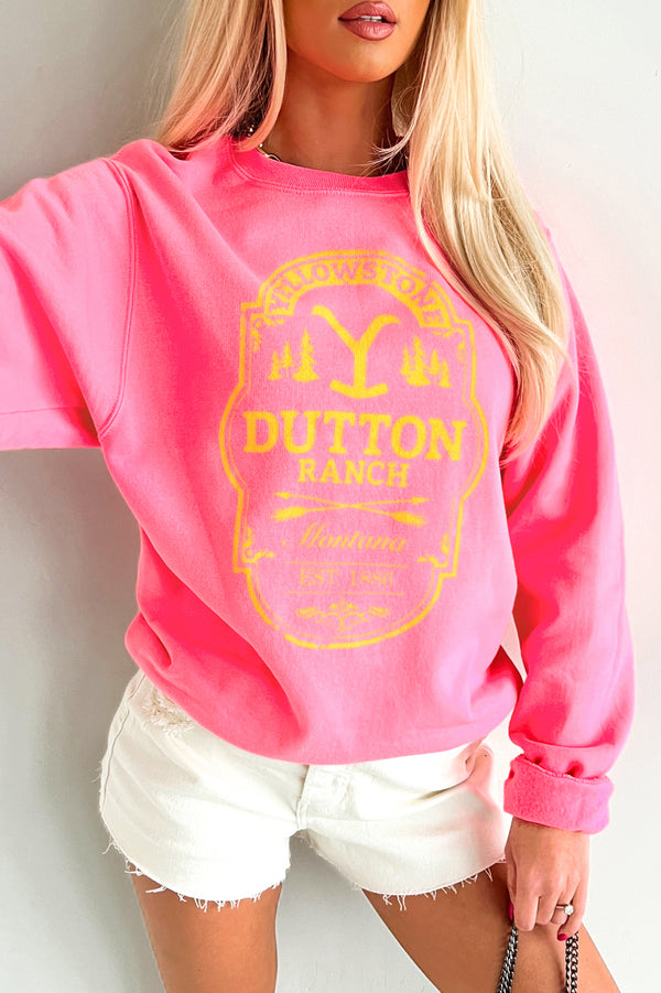 "Dutton Ranch" Graphic Crewneck (Hot Pink) - NanaMacs