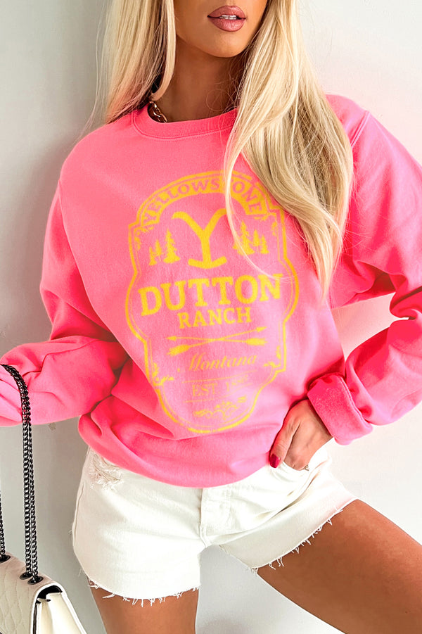 "Dutton Ranch" Graphic Crewneck (Hot Pink) - NanaMacs