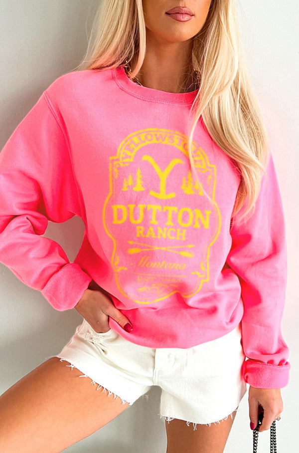 "Dutton Ranch" Graphic Crewneck (Hot Pink) - NanaMacs