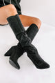 Levitate Rhinestone Knee High Slouchy Boots (Black) - NanaMacs