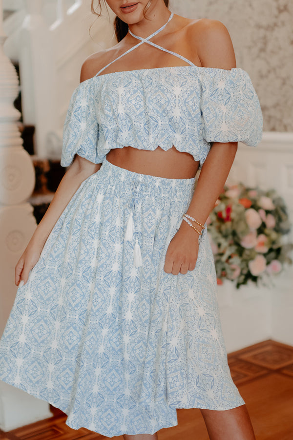 Feeling Fantastic Two Piece Skirt Set (Blue) - NanaMacs