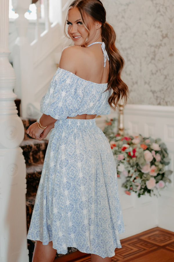 Feeling Fantastic Two Piece Skirt Set (Blue) - NanaMacs