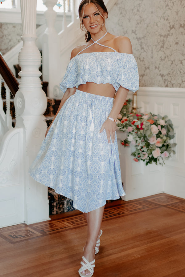 Feeling Fantastic Two Piece Skirt Set (Blue) - NanaMacs