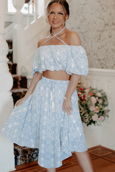 Feeling Fantastic Two Piece Skirt Set (Blue) - NanaMacs