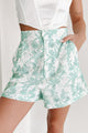 Emmy High Waist Floral Eyelet Lace Shorts (Mint/White) - NanaMacs