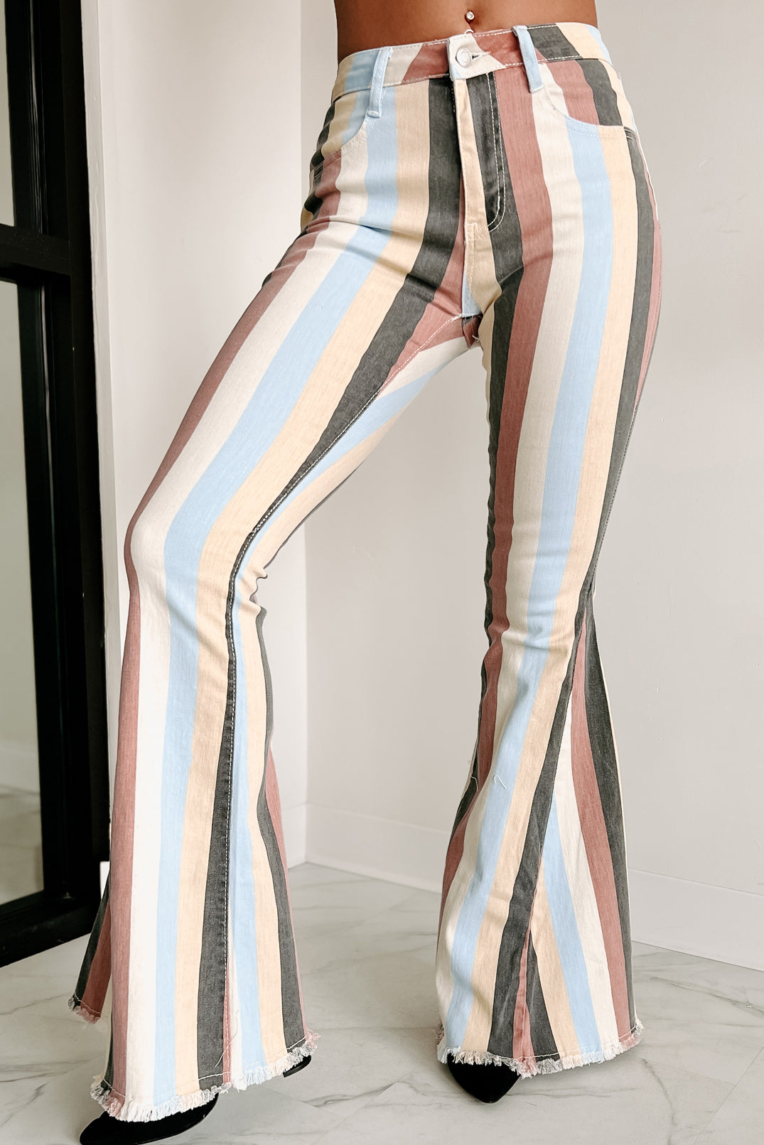 Never Blend In Striped Bell Bottoms (Yellow Multi) - NanaMacs