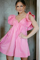 Feeling Girly Ruffle Sleeve Babydoll Dress (Pink) - NanaMacs