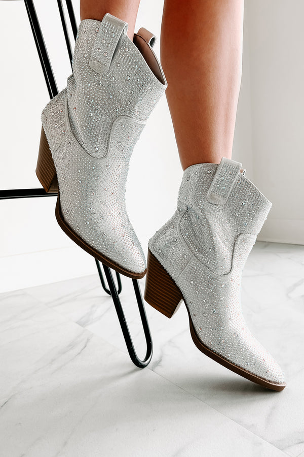 Forever Flashy Rhinestone Booties (Silver) - NanaMacs