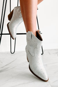 Forever Flashy Rhinestone Booties (Silver) - NanaMacs