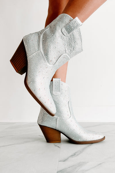 Forever Flashy Rhinestone Booties (Silver) - NanaMacs