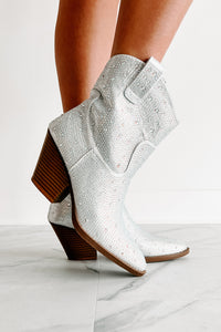 Forever Flashy Rhinestone Booties (Silver) - NanaMacs