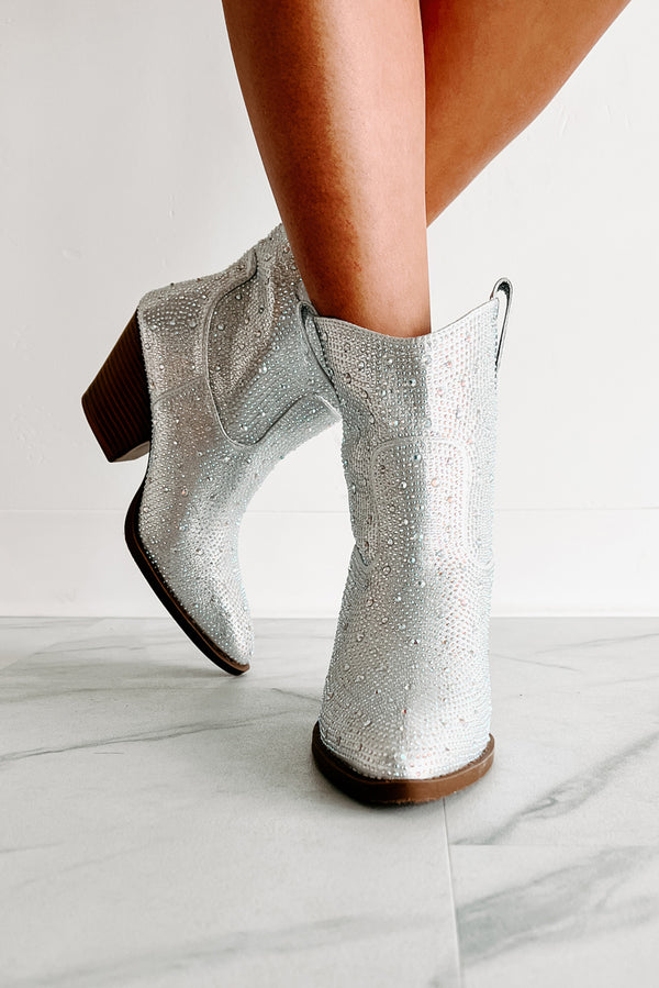 Forever Flashy Rhinestone Booties (Silver) - NanaMacs