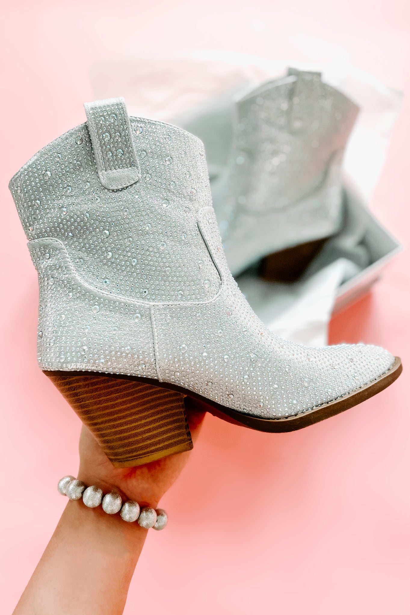 Forever Flashy Rhinestone Booties (Silver) - NanaMacs