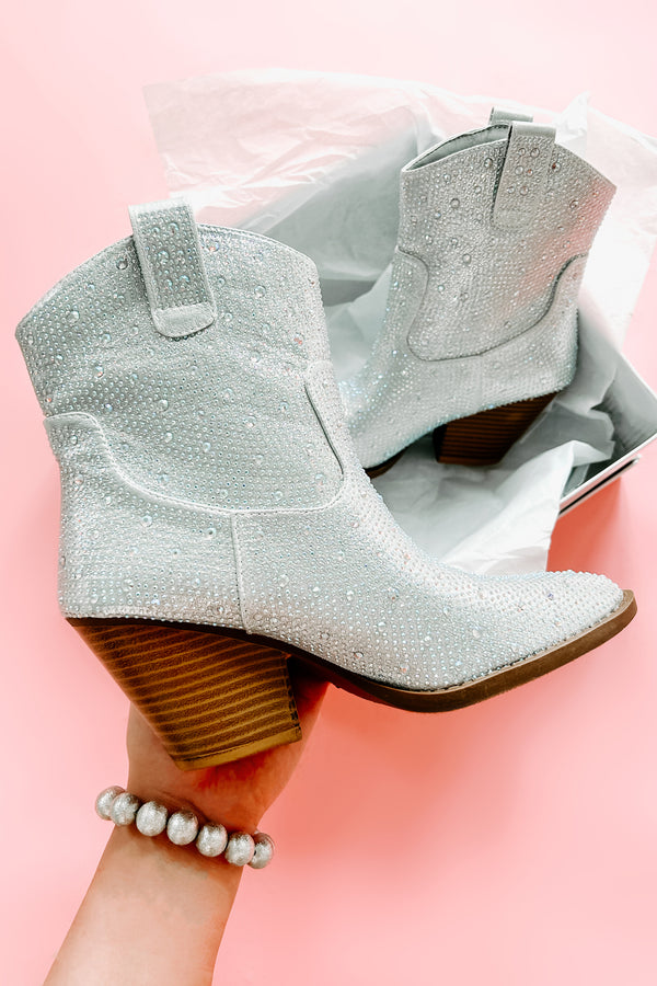 Forever Flashy Rhinestone Booties (Silver) - NanaMacs