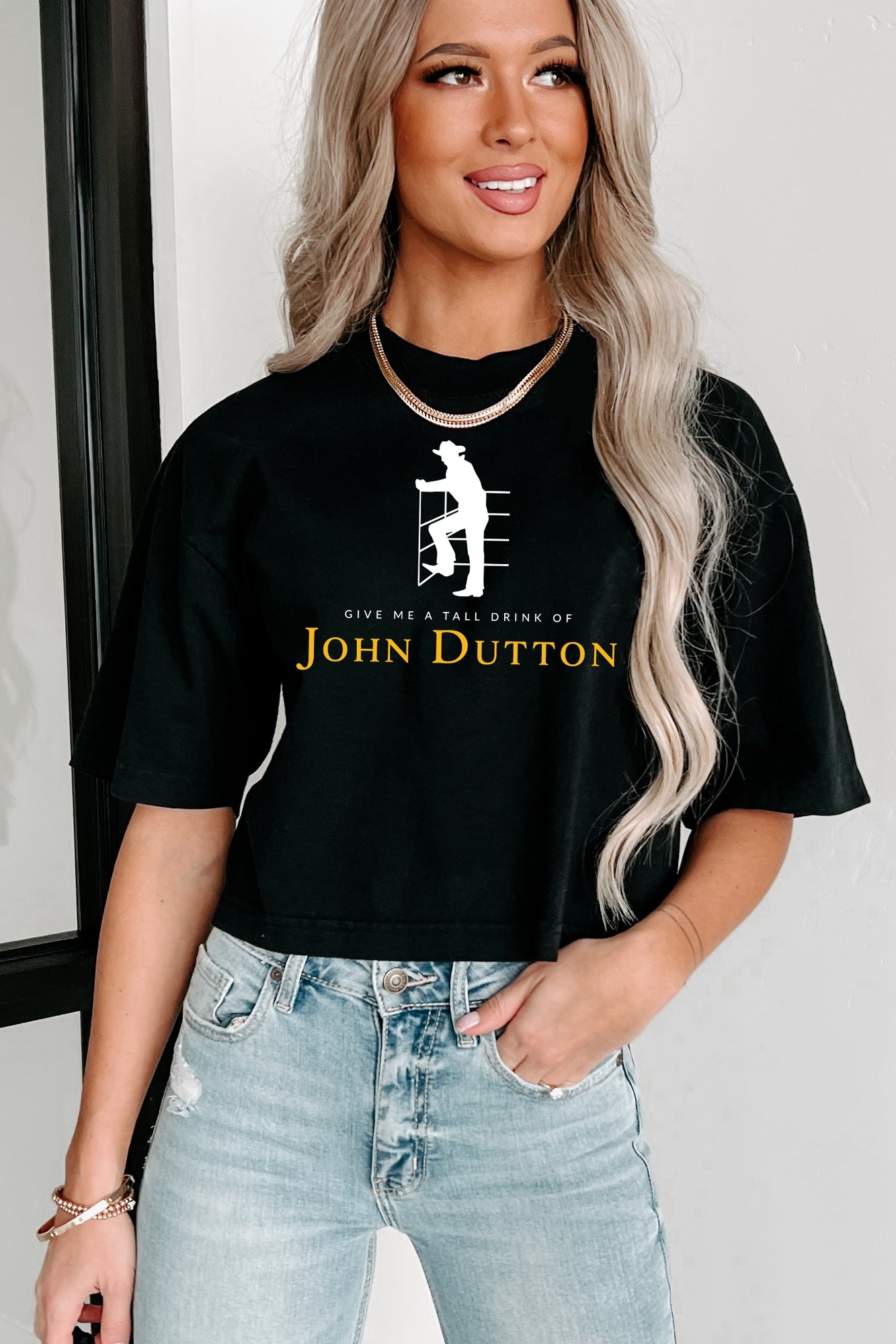 "Tall Drink Of John" Graphic Multiple Shirt Options (Black) - Print On Demand - NanaMacs