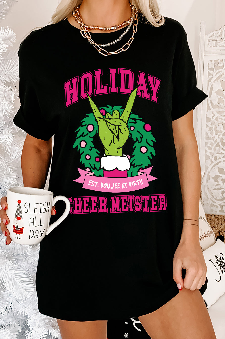 "Holiday Cheer Meister" Graphic Multiple Shirt Options (Black) - Print On Demand - NanaMacs