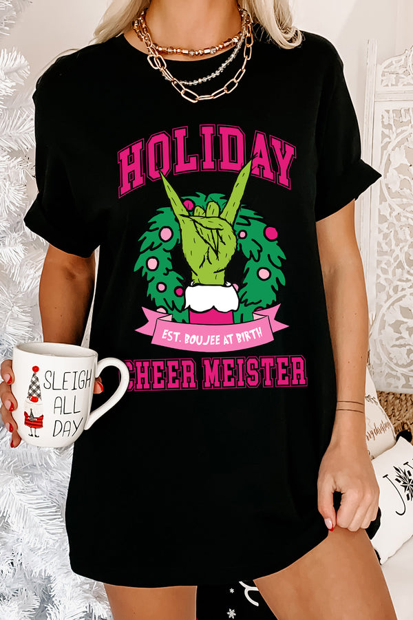 "Holiday Cheer Meister" Graphic Multiple Shirt Options (Black) - Print On Demand - NanaMacs