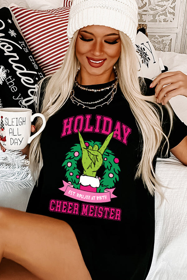 "Holiday Cheer Meister" Graphic Multiple Shirt Options (Black) - Print On Demand - NanaMacs