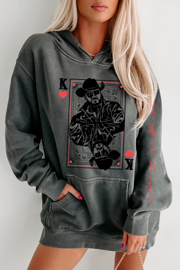 "Ride Off Into The Sunset" Double-Sided Vintage Wash Graphic Hoodie (Black) - Print On Demand - NanaMacs